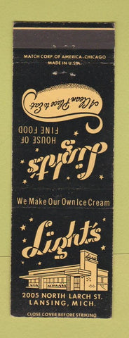 Matchbook Cover - Light's Restaurant Lansing MI