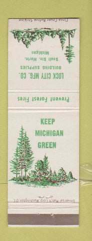Matchbook Cover - Keep Michigan Green Prevent Forest Fires Sault Ste Marie MI