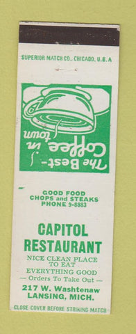 Matchbook Cover - Capitol Restaurant Lansing MI