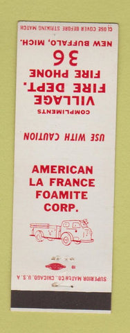 Matchbook Cover - Village Fire Department 36 New Buffalo MI truck