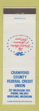 Matchbook Cover - Crawford County Federal Credit Union Grayling MI 1976