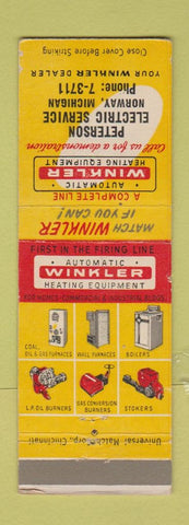 Matchbook Cover - Winkler Heating Equipment Peterson Electric Norway MI