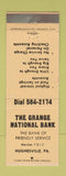 Matchbook Cover - Grange National Bank Hughesville PA PEACH WEAR