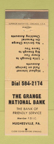 Matchbook Cover - Grange National Bank Hughesville PA PEACH WEAR