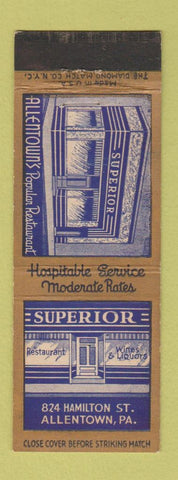 Matchbook Cover - Superior Restaurant Allentown PA WEAR