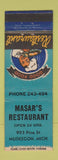 Matchbook Cover - Masar's Restaurant Muskegon MI