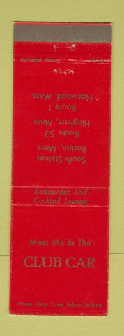 Matchbook Cover - Club Car Norwood Hingham Boston MA