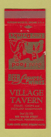 Matchbook Cover - Village Tavern Meadville PA