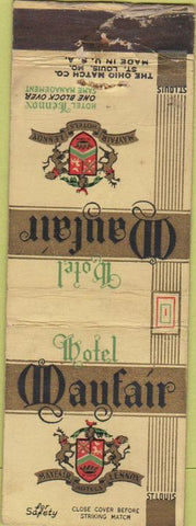 Matchbook Cover - Hotel Mayfair For Safety WORN