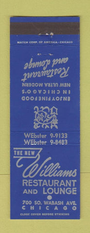 Matchbook Cover - Williams Restaurant Lounge Chicago IL