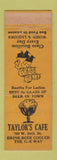 Matchbook Cover - Taylor's Cafe PRINTING ERROR WEAR