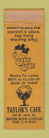Matchbook Cover - Taylor's Cafe PRINTING ERROR WEAR