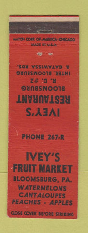 Matchbook Cover - Ivey's Restaurant Grocery Bloomsburg PA WEAR