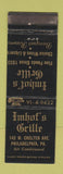 Matchbook Cover - Imhof's Grille Philadelphia PA WEAR