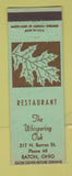 Matchbook Cover - Whispering Oak Eaton OH restaurant
