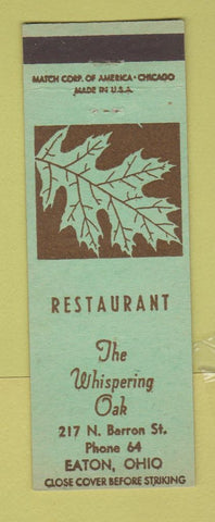 Matchbook Cover - Whispering Oak Eaton OH restaurant