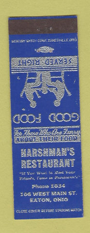 Matchbook Cover - Harshman's Restaurant Eaton OH