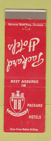 Matchbook Cover - Packard Hotels Mount Vernon OH