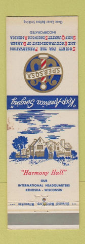 Matchbook Cover - Barber Shop Quartet Society Kenosha WI