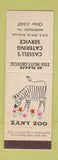 Matchbook Cover - Cassell's Catering Harrisburg PA Zany Zoo Zebra