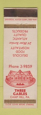 Matchbook Cover - Three Gables Camp Hill PA