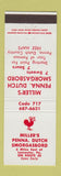 Matchbook Cover - Miller's Penn Dutch Smorgasbord Lancaster PA