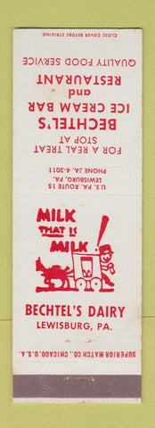 Matchbook Cover - Bechtel's Ice Cream Dairy Lewisburg PA restaurant