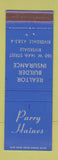 Matchbook Cover - Parry Haines Real Estate Insurance Riverdale