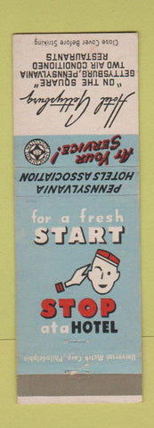 Matchbook Cover - Hotel Gettysburg PA