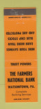 Matchbook Cover - Farmers National Bank Watsontown PA ORANGE