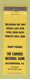 Matchbook Cover - Farmers National Bank Watsontown PA YELLOW