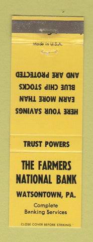 Matchbook Cover - Farmers National Bank Watsontown PA YELLOW