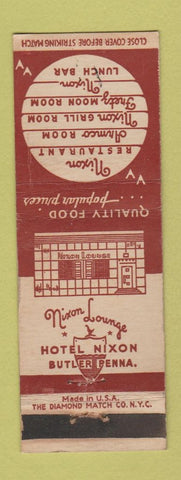Matchbook Cover - Nixon Resetaurant Hotel Nixon Butler PA WEAR