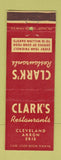 Matchbook Cover - Clark's Restaurant Cleveland Akron OH Erie