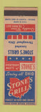 Matchbook Cover - Stone's Grills OH CHAIN