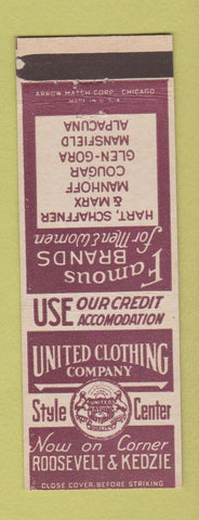 Matchbook Cover - United Clothing Company Chicago IL ARROW