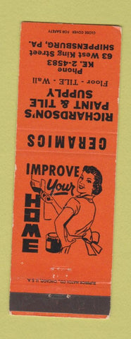 Matchbook Cover - Richardson's Paint Tile Shippensburg PA