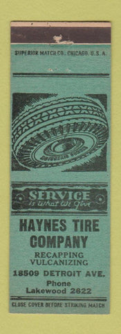 Matchbook Cover - Haynes Tire Company