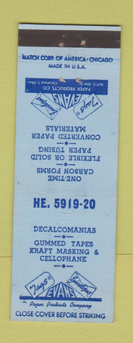 Matchbook Cover - Evans Tags Envelopes Cleveland OH