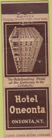 Matchbook Cover - Hotel Oneonta NY WORN CREASES Federal