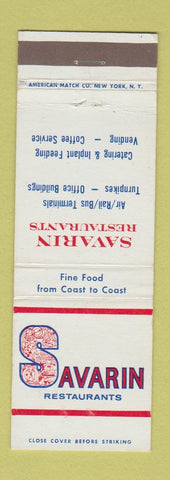 Matchbook Cover - Savarin Restaurants Airline Bus Terminal restaurants