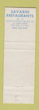 Matchbook Cover - Savarin Restaurants Airline Bus Terminal restaurants