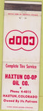 Matchbook Cover - Haxtun Co-op Oil Co CO WEAR