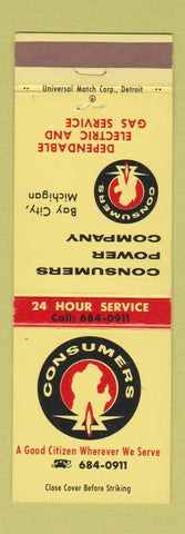 Matchbook Cover - Consumers Power Company Bay City MI electricity gas