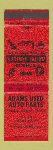 Matchbook Cover - Adams Used Auto Parts Prestonburg KY