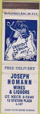 Matchbook Cover - Joseph Homann Liquor Wines NO TOWN