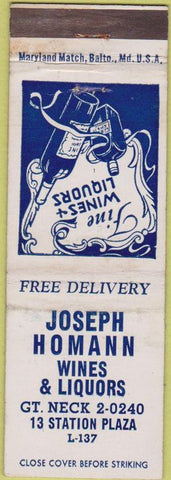 Matchbook Cover - Joseph Homann Liquor Wines NO TOWN