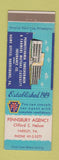 Matchbook Cover - Pennsbury Insurance Clifford Nelson Yardley PA