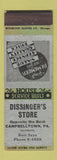 Matchbook Cover - Dissinger's Store Campbelltown PA
