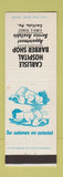Matchbook Cover - Carlisle Hospital Barber Shop PA